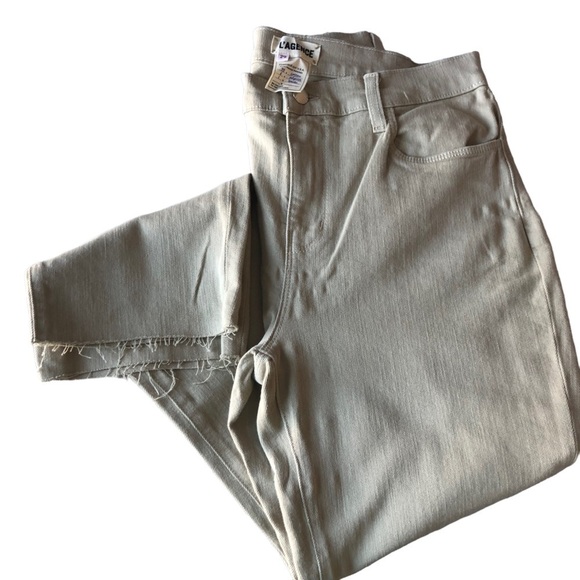L’AGENCE Sada High Rise Ankle Crop Raw Hem Jeans Limestone 29 - Picture 9 of 10